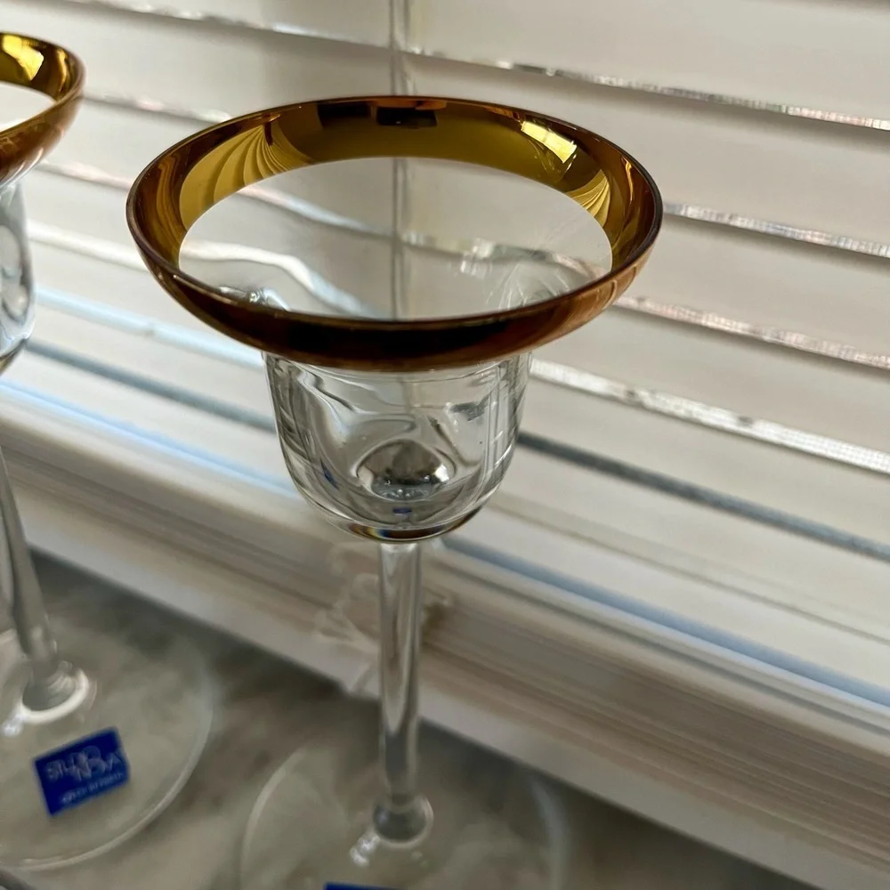 2 Studio Nova Gold Rimmed Candlestick Holders